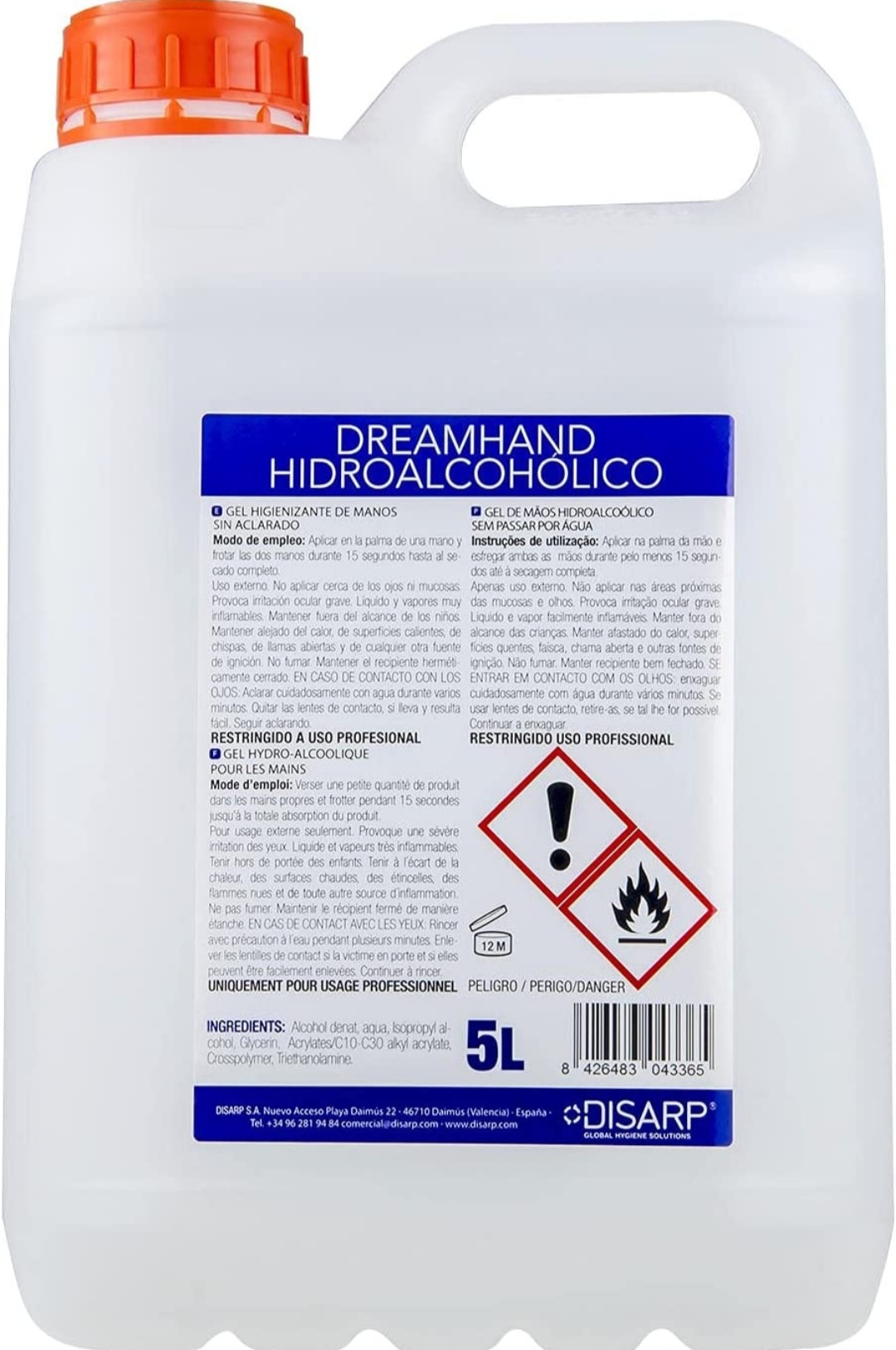 DREAMHAND GEL HIDROALCOHOLICO 5L