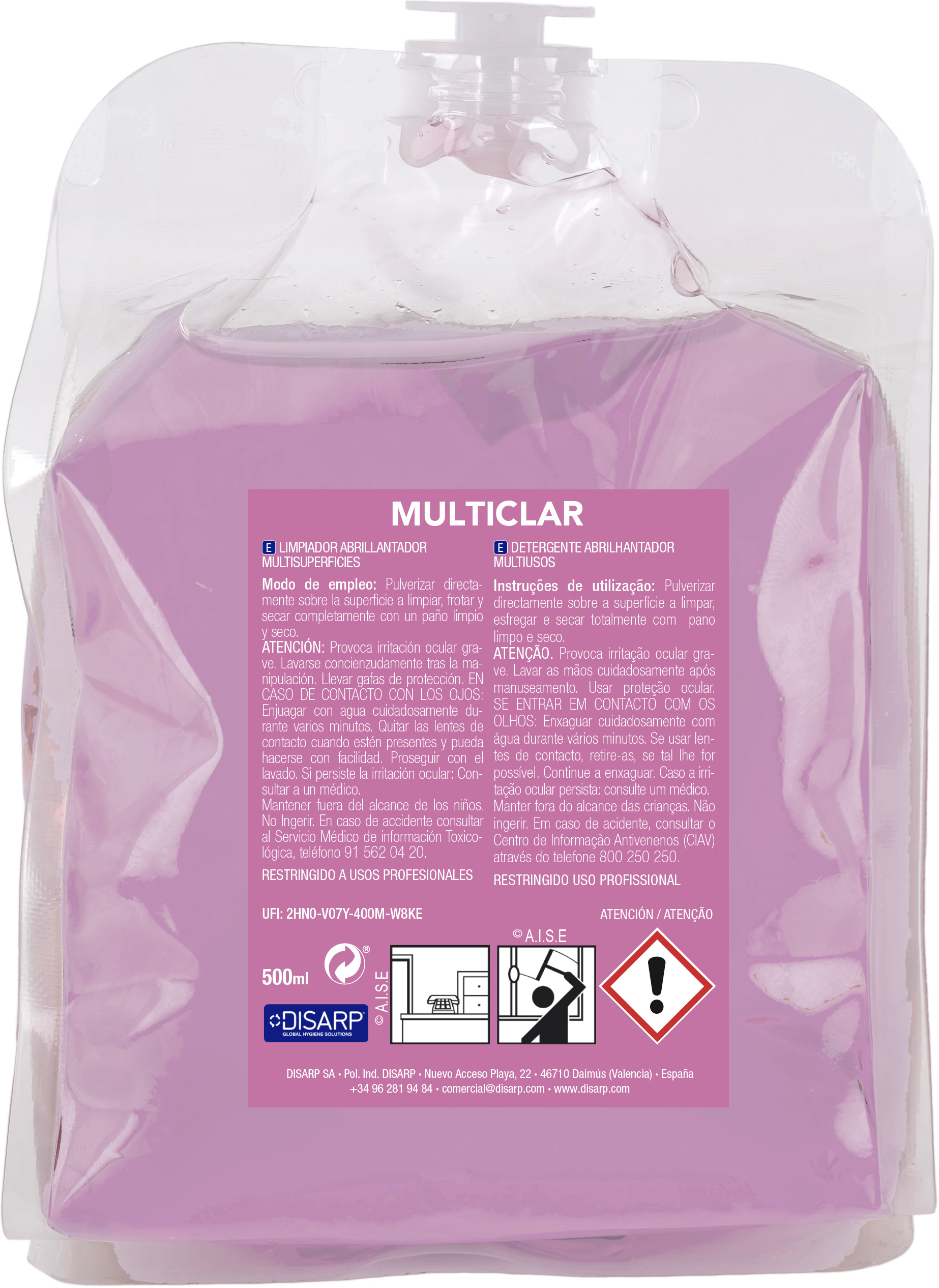 MULTICLAR ECO-Z CARGAS 12X500CC LIMPIASUPERFICIES