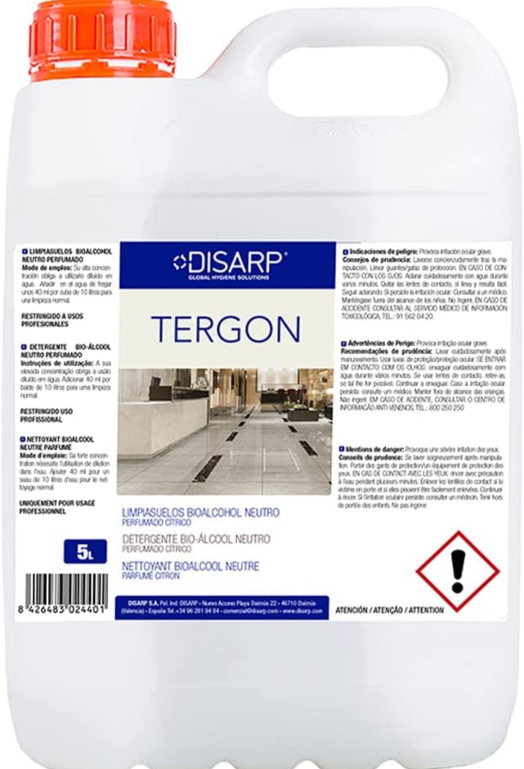 TERGON 5L FREGASUEL.BIOALCOHOL NEUTRO PERF.CITRICO