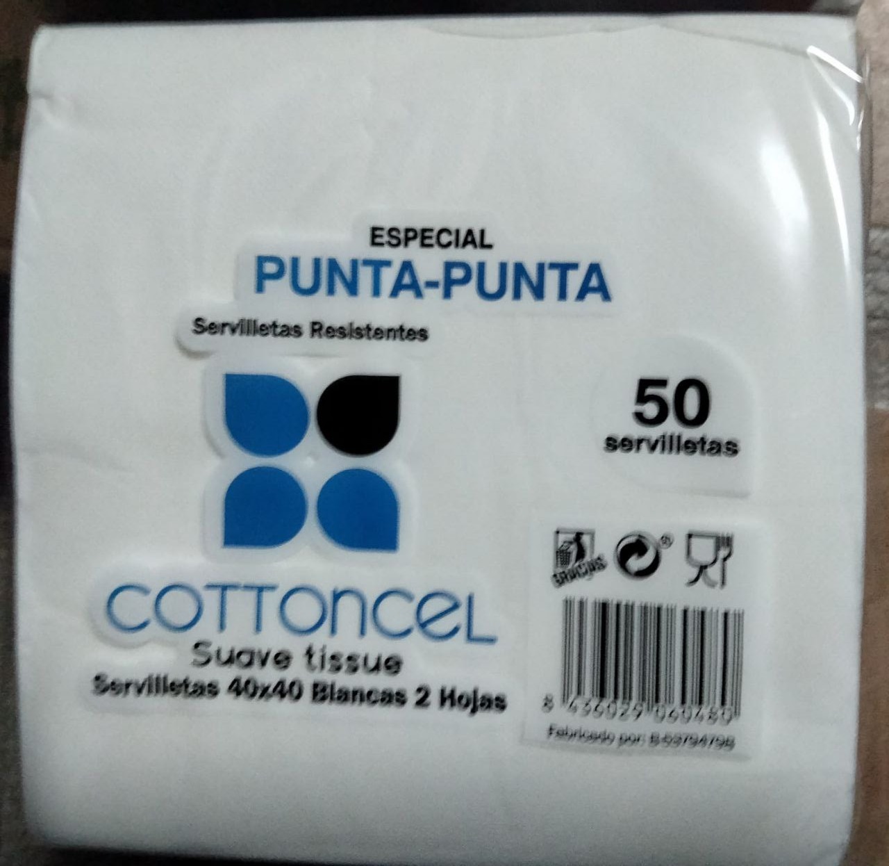 SERVILLETA PUNTA 40 X40 BLANCA 2C 24PQ/50UN 1200UN