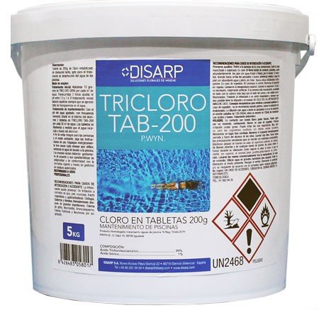 TRICLORO TAB-200 25KG TABLETA DISOLUCION LENTA 90%